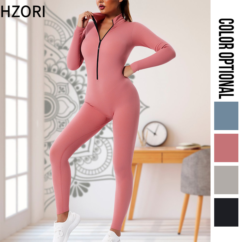 Hzori Quick-Drying Seamless Fall/Winter Yoga Wear Long-Sleeved Sports Suit Dance Yoga Fitness Suit One-Piece Skinny Yoga Pants Women