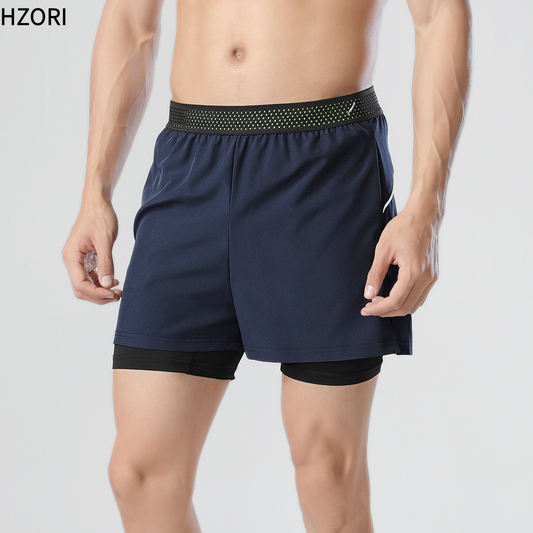 Hzori Sports Shorts Men's Summer Workout Running Three-Point Tights Lining Moisture Absorption Quick-Drying Swimming Shorts