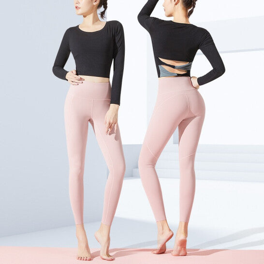 HZORI® | Bowknot Long Sleeve Top Yoga SportsPants Two-piece Set