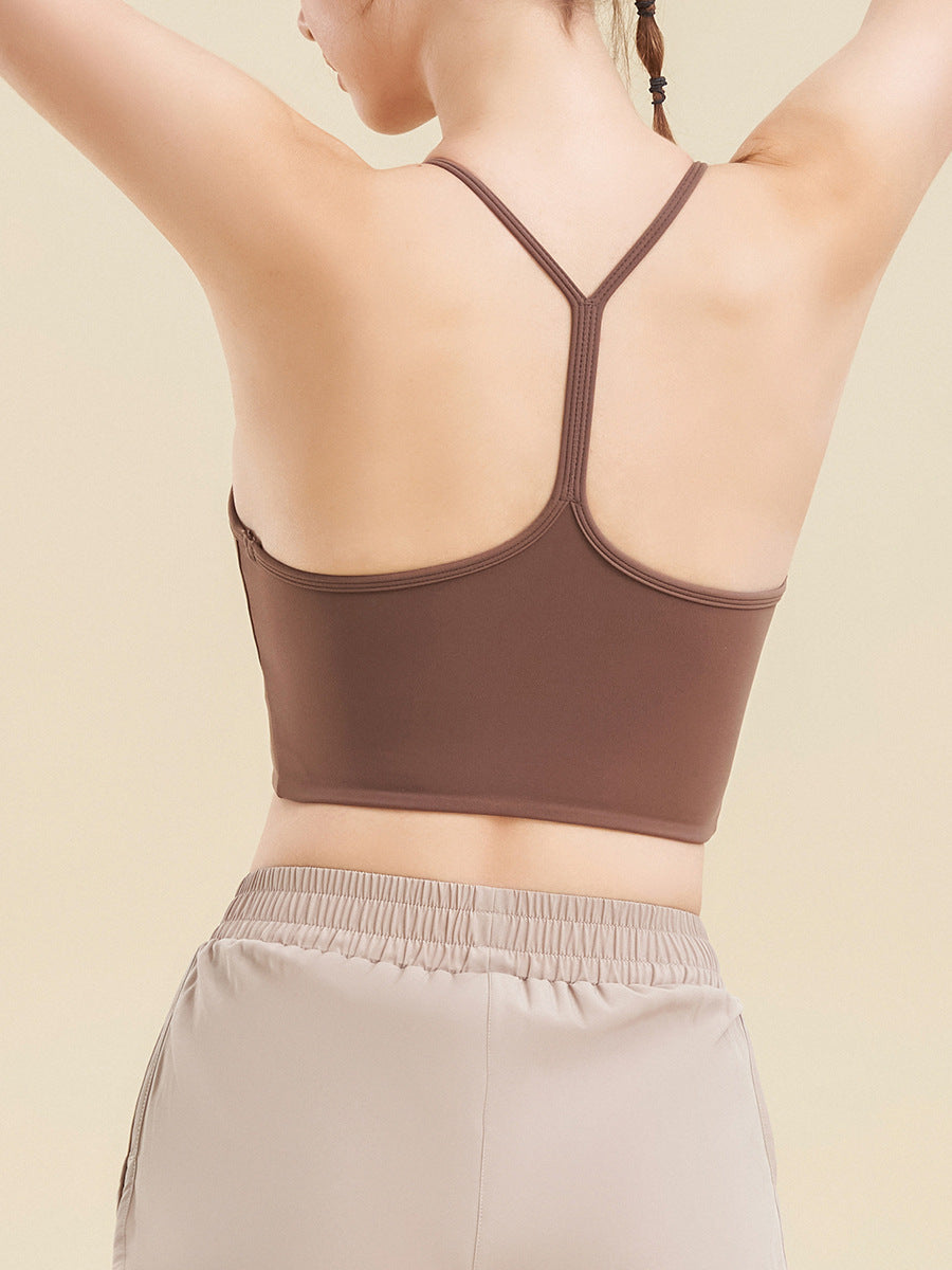 Hzori New High Collar Yoga Vest Running Sling Fitness Back Shaping Padded Sports Underwear Shockproof