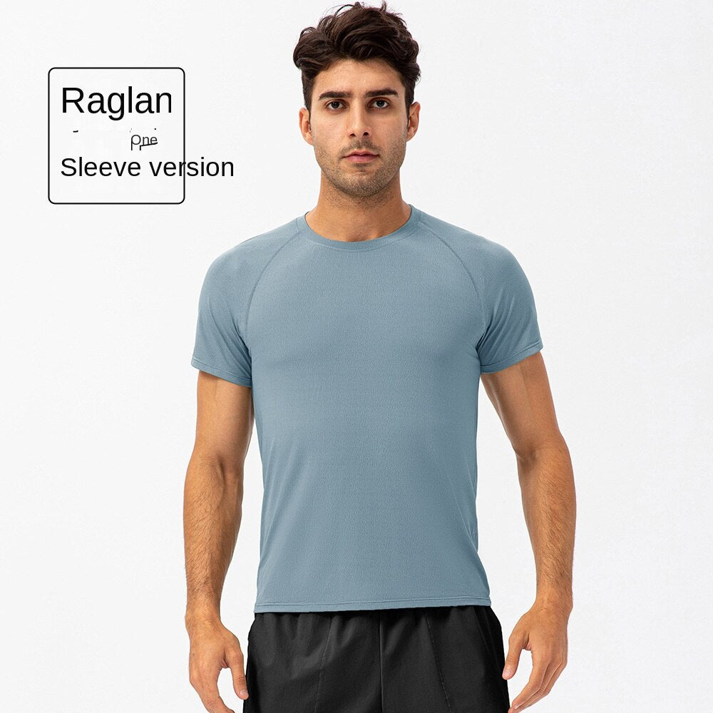 Hzori Spring/Summer Men's Loose Running Quick Drying Clothes round Neck T-shirt Sweat-Absorbent Breathable Fitness Sports Casual Short Sleeve Clothes