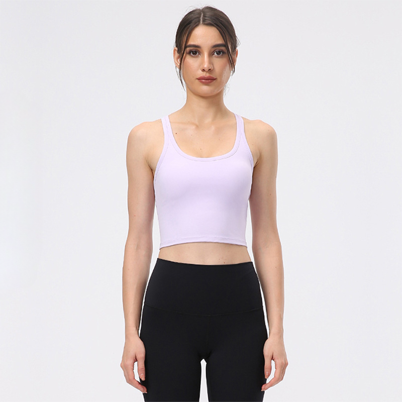 Hzori Yoga Vest with Chest Pad Female Sports Underwear Shockproof High Strength One-Piece Backless Bra