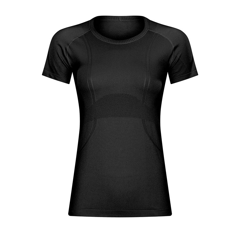 Hzori Spring/Summer New Nude Feel round Neck Yoga Clothing Top Lightweight Breathable Sports T-shirt Running Fitness Yoga Short Sleeve