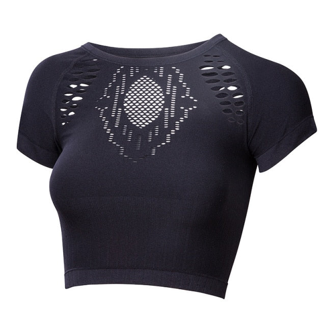HZORI® |  Yoga  Elastic Tight Seamless Sport T Shirt