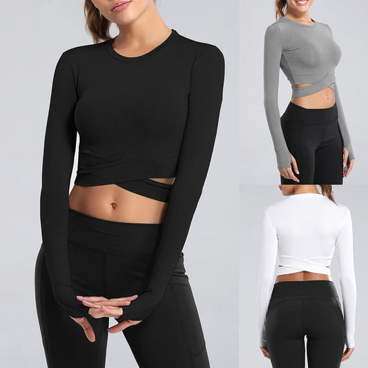 HZORI® | Women Long Sleeve Running Shirts Sexy Exposed Navel