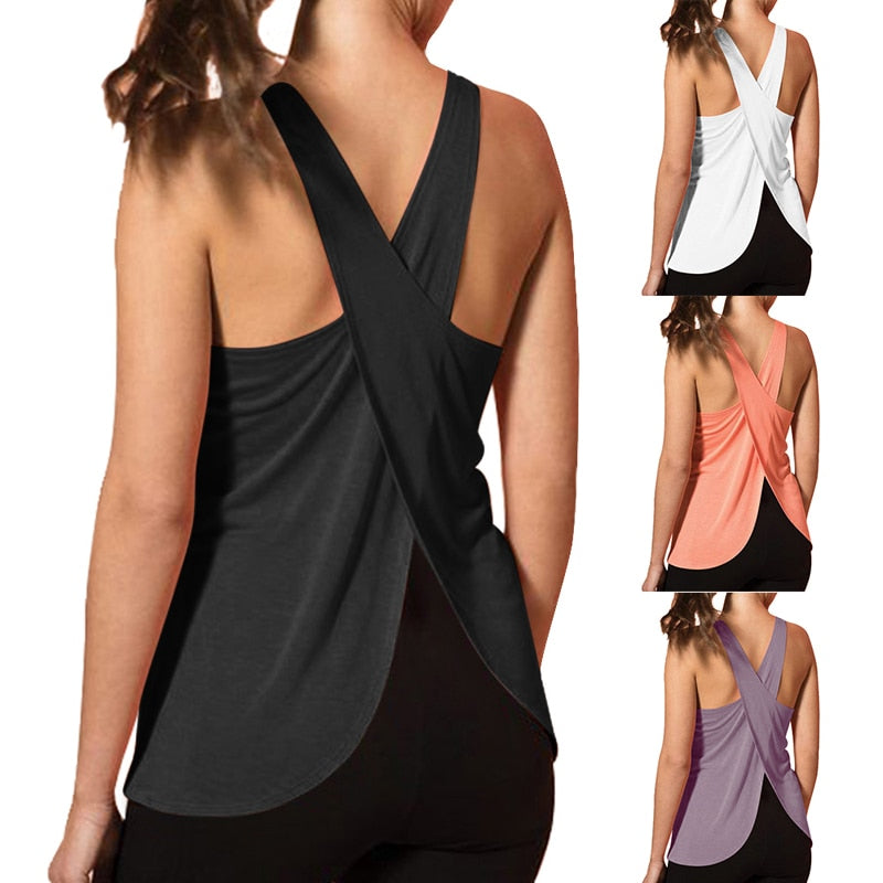 HZORI® | Women Cross Back Yoga Shirt Sleeveless tank