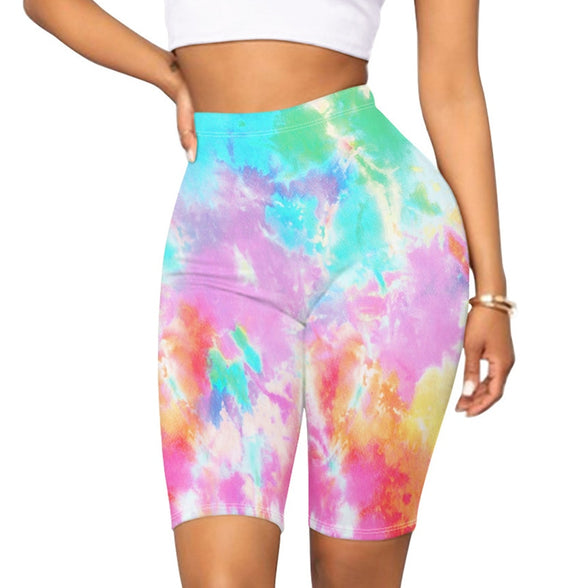 HZORI® | Women Short Leggings High Waist Colorful Tie Dye