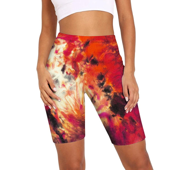 HZORI® | Women Short Leggings High Waist Colorful Tie Dye