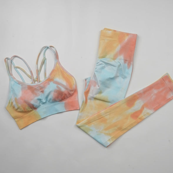 HZORI® | NEW Tie Dyeing Seamless Yoga Set Gym Fitness Summer Clothing